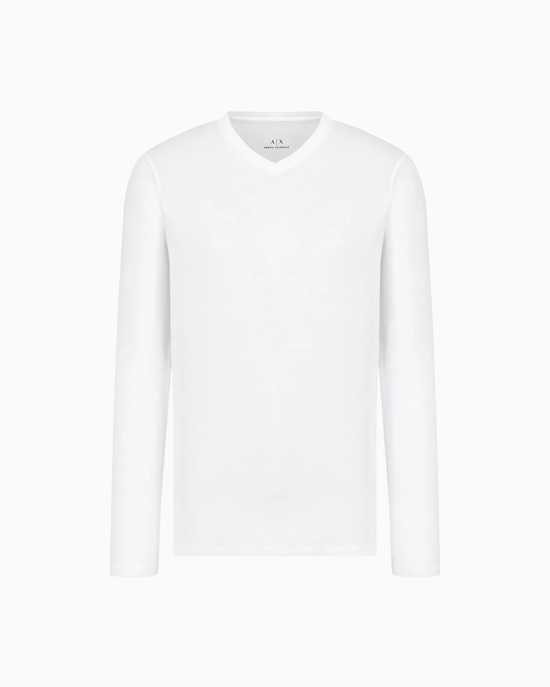 Pima Cotton Long Sleeve V-Neck T-Shirt