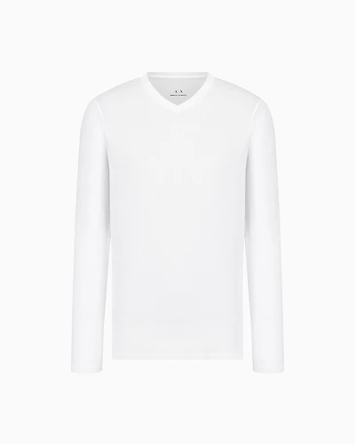 Pima Cotton Long Sleeve V-Neck T-Shirt