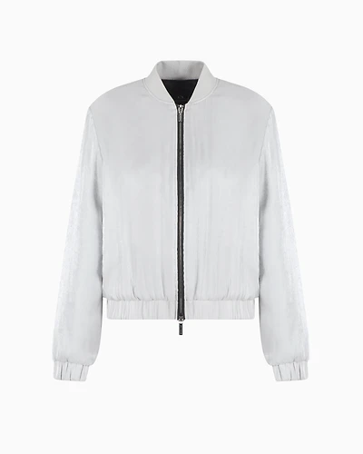 Bomber jacket glitter satin fabric