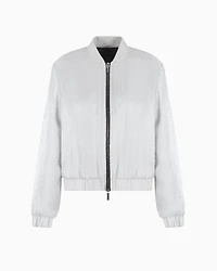 Bomber jacket glitter satin fabric