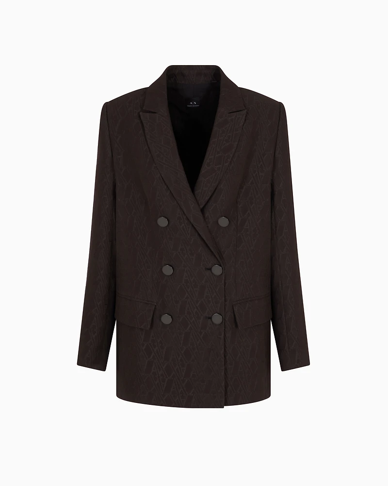 Double-breasted jacket fabric with allover logo