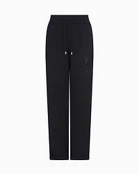 Interlock trousers with rhinestone logo
