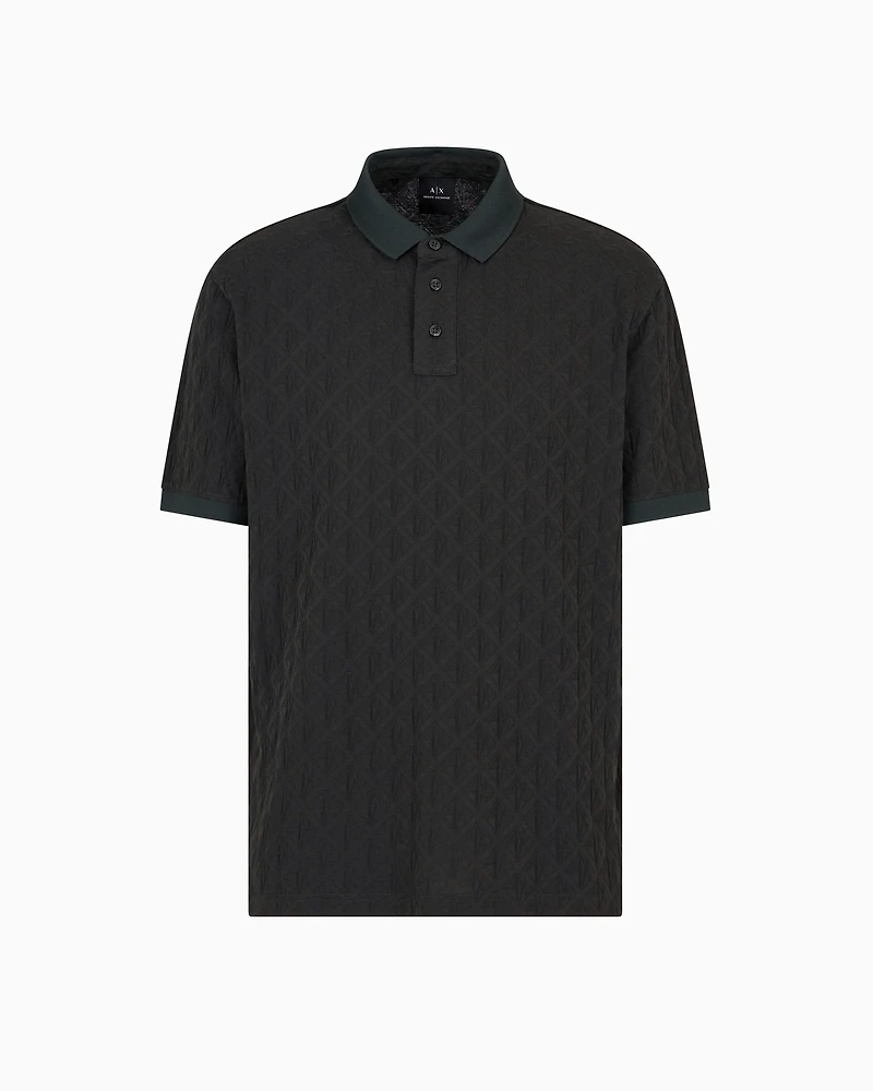 Regular fit polo shirt with tone-on-tone allover logo