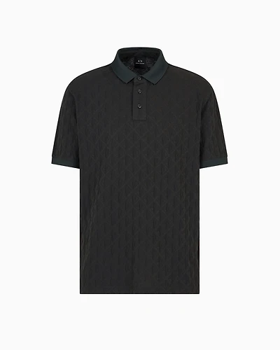Regular fit polo shirt with tone-on-tone allover logo