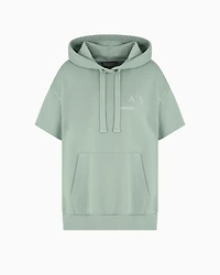 Short-sleeved sweatshirt with logo and rhinestones