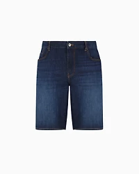 Cotton denim shorts with contrast stitching