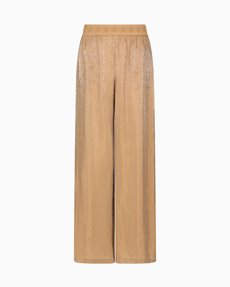 Oversized viscose trousers with allover logo
