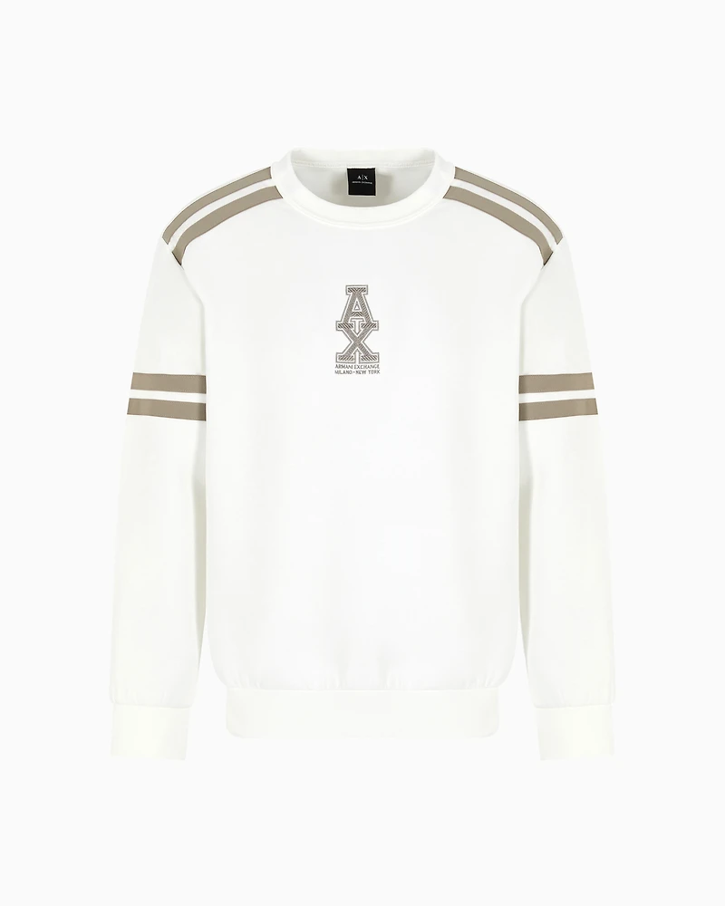 Crewneck sweatshirt with stripes and logo
