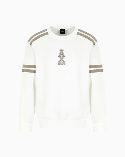 Crewneck sweatshirt with stripes and logo