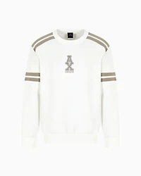 Crewneck sweatshirt with stripes and logo