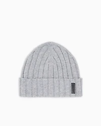 Emporio Armani - Rib-effect wool and cashmere blend beanie, Man, Grey, Size: