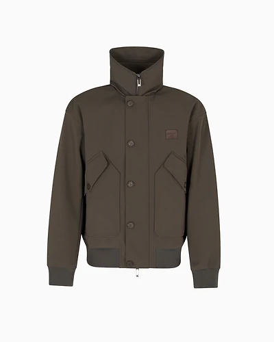 Emporio Armani - Full-zip belted nylon twill blouson, Man, Green, Size: