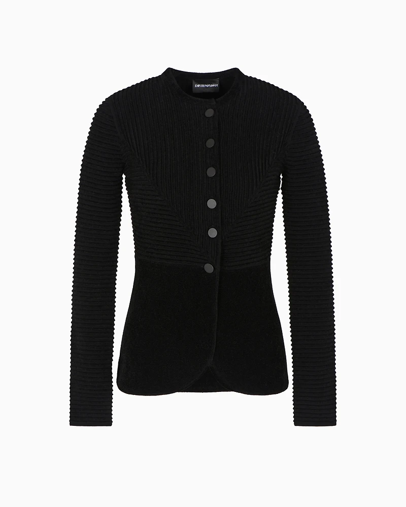Emporio Armani - Ottoman chenille jacket, Woman, Black, Size: