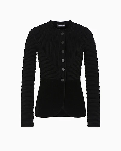 Emporio Armani - Ottoman chenille jacket, Woman, Black, Size:
