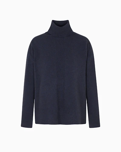 Emporio Armani -  Rollneck jumper a yak wool blend, Woman, Blue, Size: