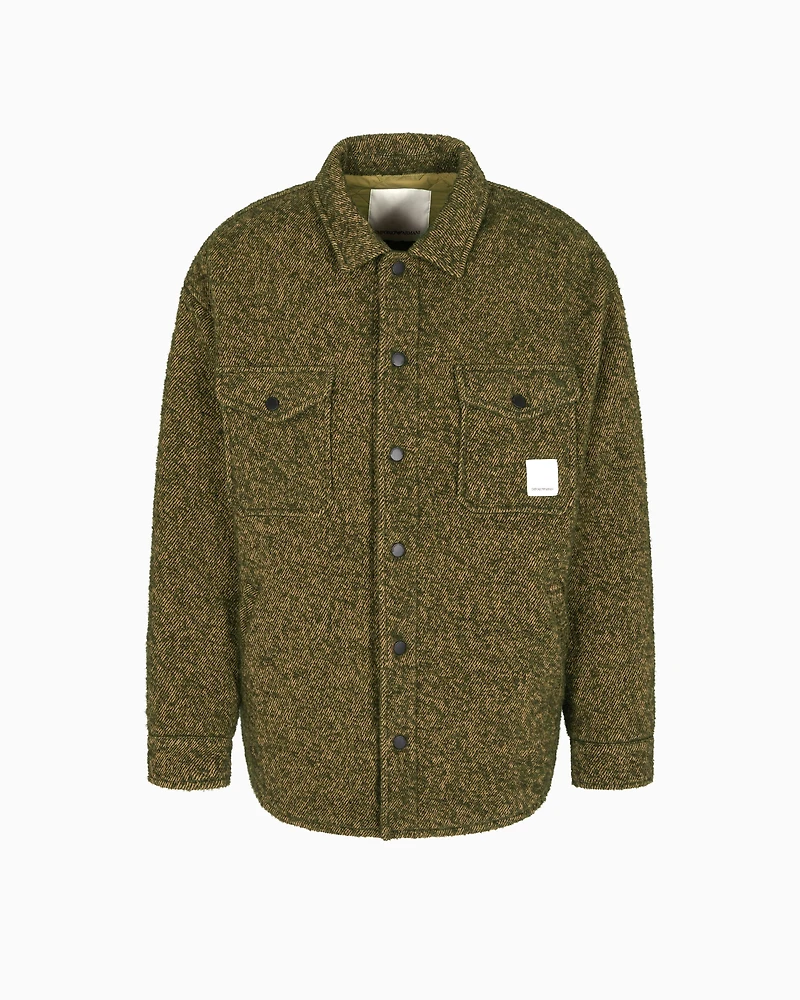 Emporio Armani - New York Capsule Collection bouclé wool-blend blouson, Man, Brown, Size: