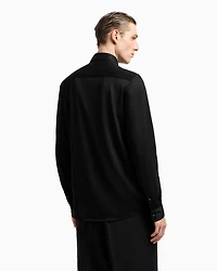 Emporio Armani - Clubwear slim-fit shirt a Lyocell blend with rhinestones, Man, Black, Size: