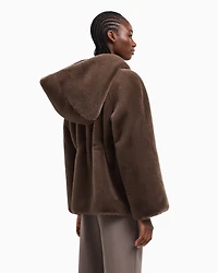 Emporio Armani - Faux-fur reversible blouson with hood and drawstring, Woman, Brown, Size: