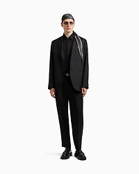 Emporio Armani - Clubwear slim-fit shirt a Lyocell blend with rhinestones, Man, Black, Size: