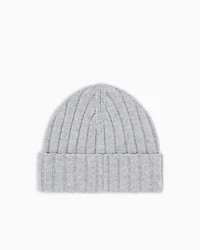 Emporio Armani - Rib-effect wool and cashmere blend beanie, Man, Grey, Size: