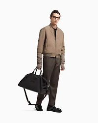 Emporio Armani - Reversible nylon blouson with flocked logo lettering, Man, Beige, Size: