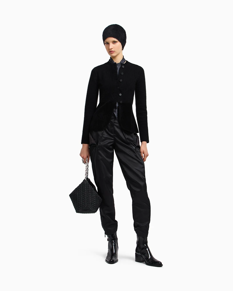 Emporio Armani - Ottoman chenille jacket, Woman, Black, Size: