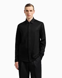 Emporio Armani - Clubwear slim-fit shirt a Lyocell blend with rhinestones, Man, Black, Size: