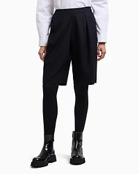 Emporio Armani - Winter Urbanism capsule collection Bermuda shorts a lightweight virgin wool-blend cloth, Woman, Navy Blue, Size: