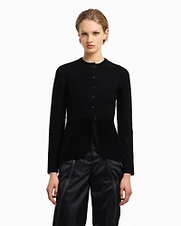 Emporio Armani - Ottoman chenille jacket, Woman, Black, Size: