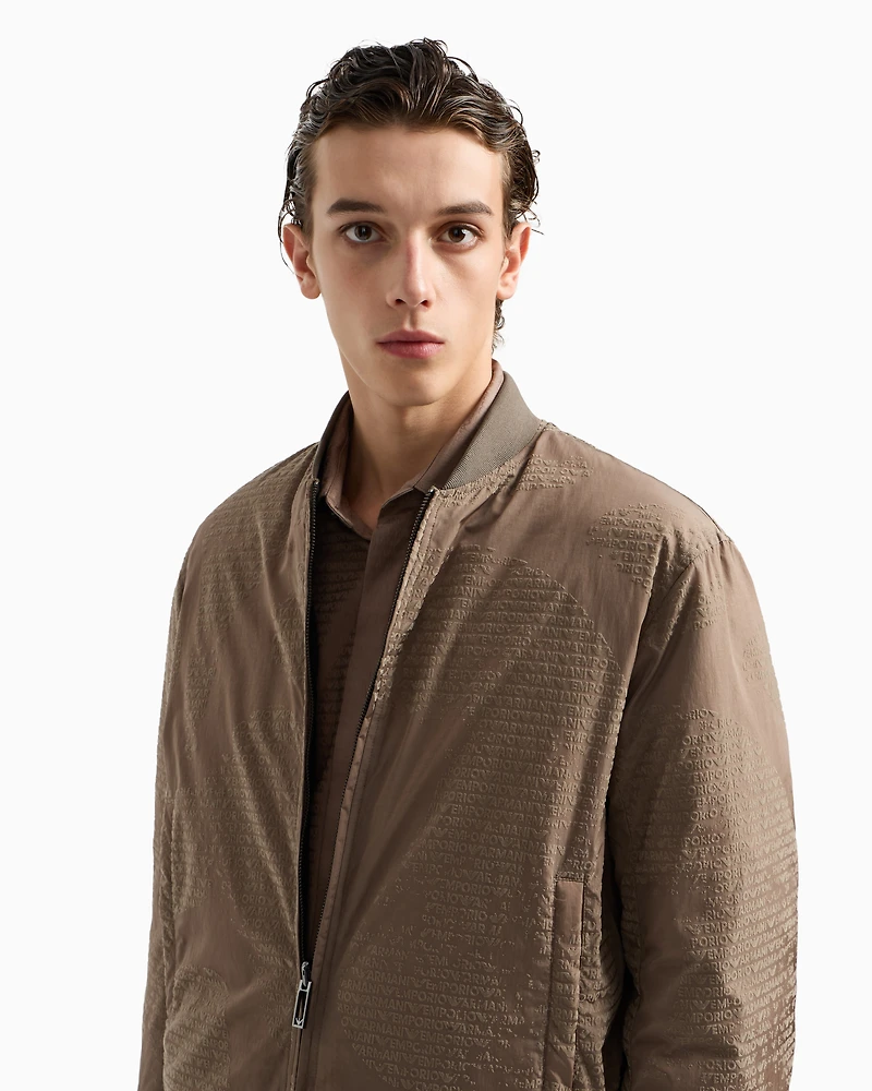 Emporio Armani - Reversible nylon blouson with flocked logo lettering, Man, Beige, Size: