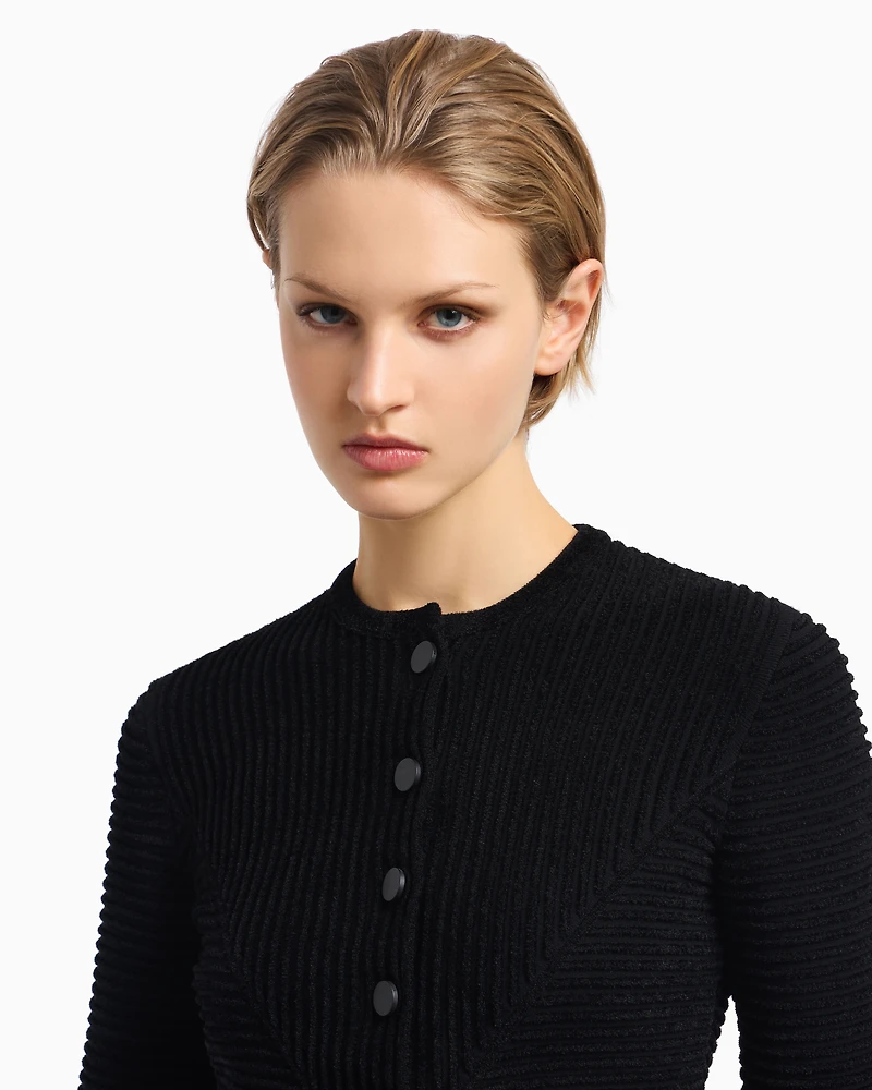 Emporio Armani - Ottoman chenille jacket, Woman, Black, Size: