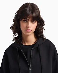 Emporio Armani - Travel Essentials capsule collection double-jersey hooded sweatshirt, Woman, Black, Size: