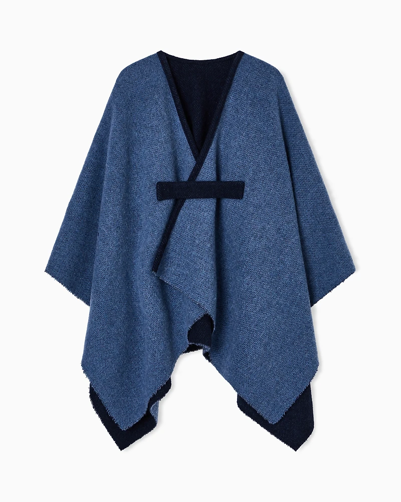 Emporio Armani - Double-sided wool cape, Woman, Beige, Size: TU