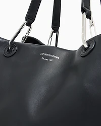 Emporio Armani - Large nappa leather MyEA shopper bag, Woman, Black, Size: TU