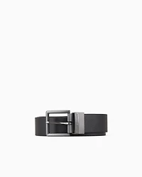 Armani Exchange - Leather belt with rectangular buckle, Man, Black, Size: