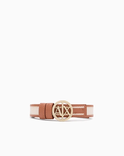 Belt with gold round logo