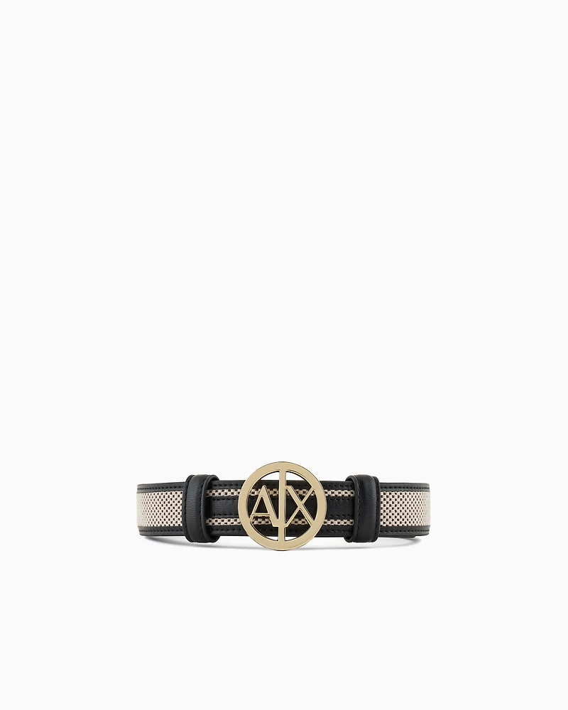 Belt with gold round logo