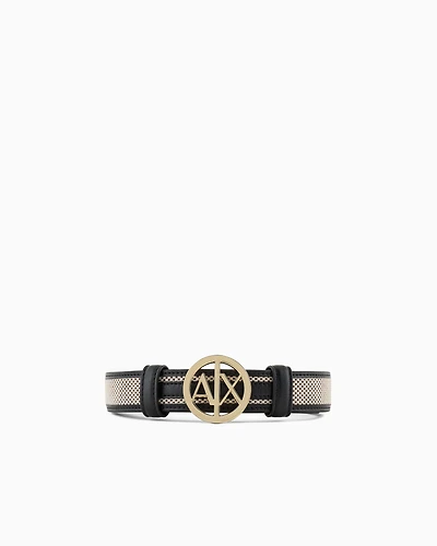 Belt with gold round logo