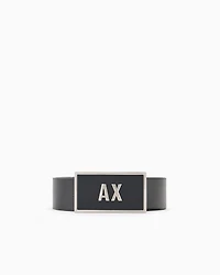 Armani Exchange - Leather belt set with two prongs, Man, Black, Size: TU