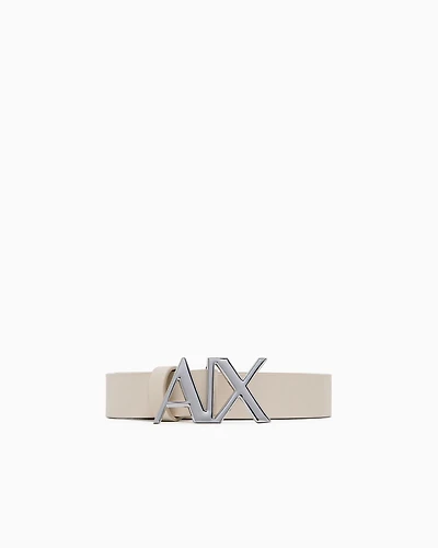 Armani Exchange - Leather belt with logo, Woman, Beige, Size: