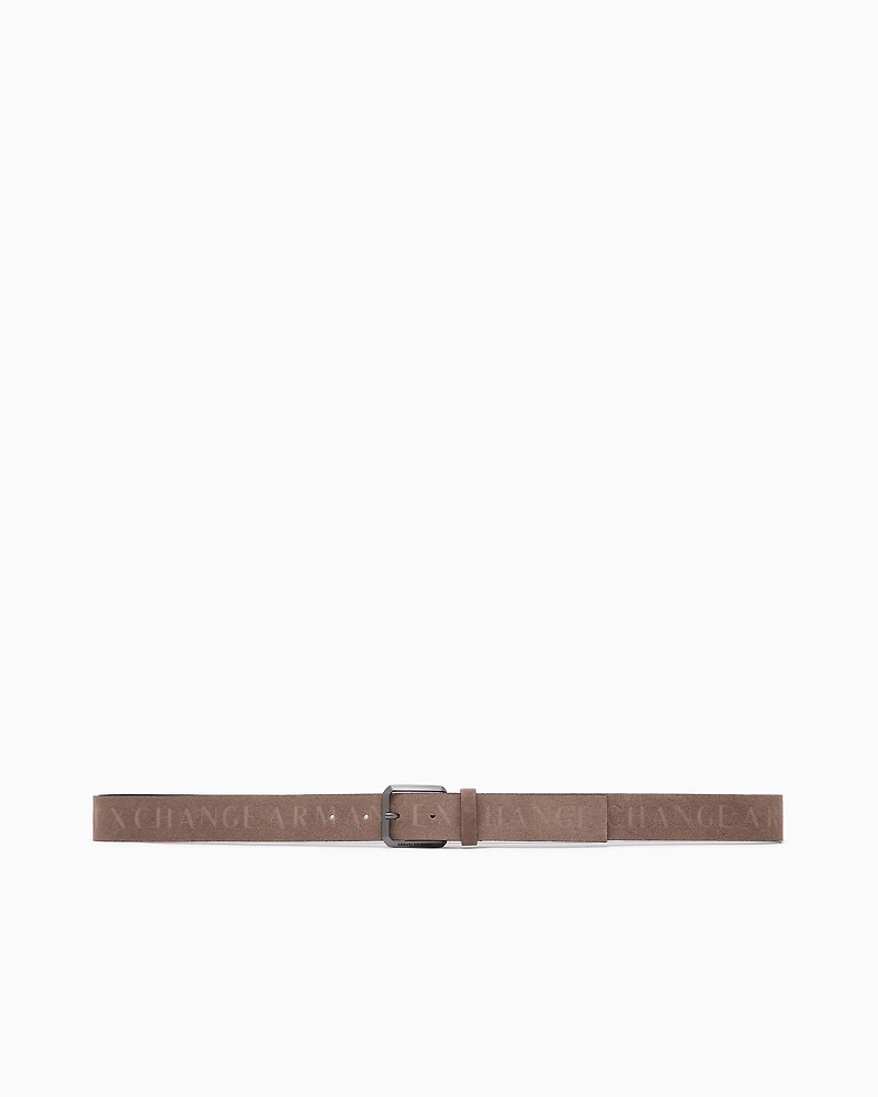 Leather belt with logo