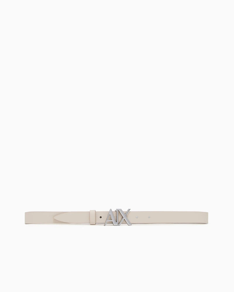 Armani Exchange - Leather belt with logo, Woman, Beige, Size:
