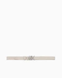 Armani Exchange - Leather belt with logo, Woman, Beige, Size: