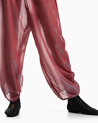 Emporio Armani - Wide trousers iridescent knit mesh, Woman, Red, Size: