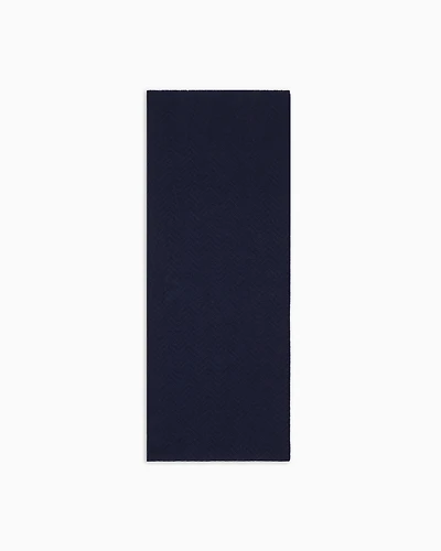 Emporio Armani - Wool scarf with chevron motif, Man, Navy_blue, Size: TU