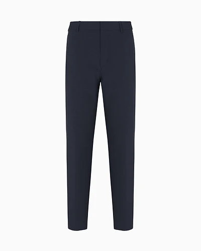 Emporio Armani - Nylon seersucker chinos, Man, Navy Blue, Size: