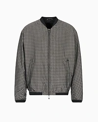 Emporio Armani - Blouson nylon jacquard with repeated eagle motif, Man, Grey, Size: