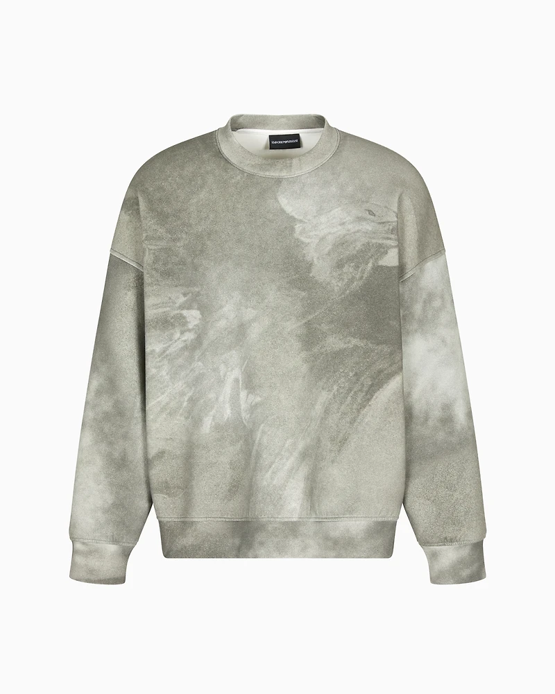 Emporio Armani - ASV double-jersey sweatshirt with oversized eagle print, Man, Patterned, Size: