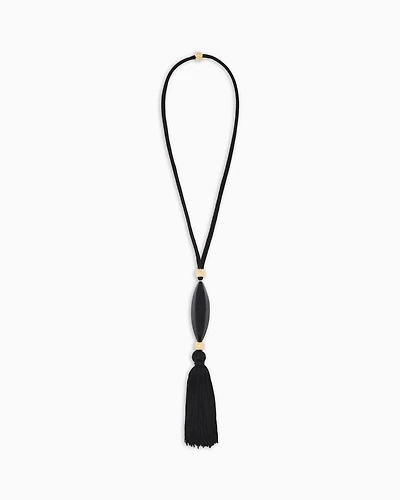 Emporio Armani - Necklace with pendant and tassel, Woman, Black, Size: TU