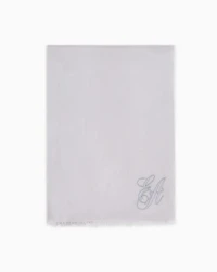 Emporio Armani - Oversized modal stole with EA signature embroidery, Woman, Grey, Size: TU